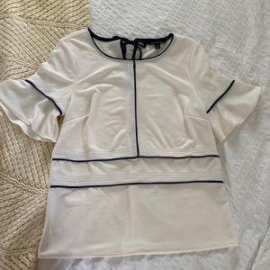 Banana Republic Ivory and Navy Blouse